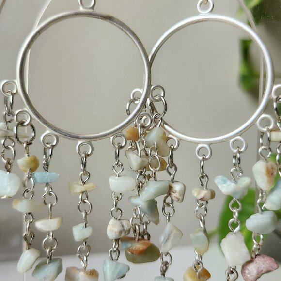 Amazonite Curtain Hoop Earrings - Picture 2 of 2